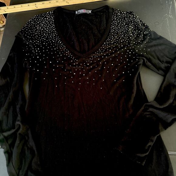 The Pyramid Collection womens small black sheath dress with fringe  Long Sleeve - Picture 2 of 11